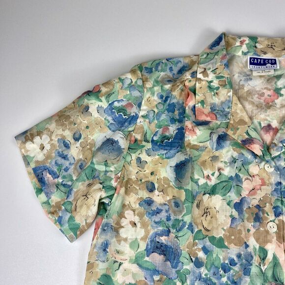 VTG 90s Cape Cod Sportswear Womens Shirt Sz 14 Floral Button Up SS USA NWT - Picture 2 of 10